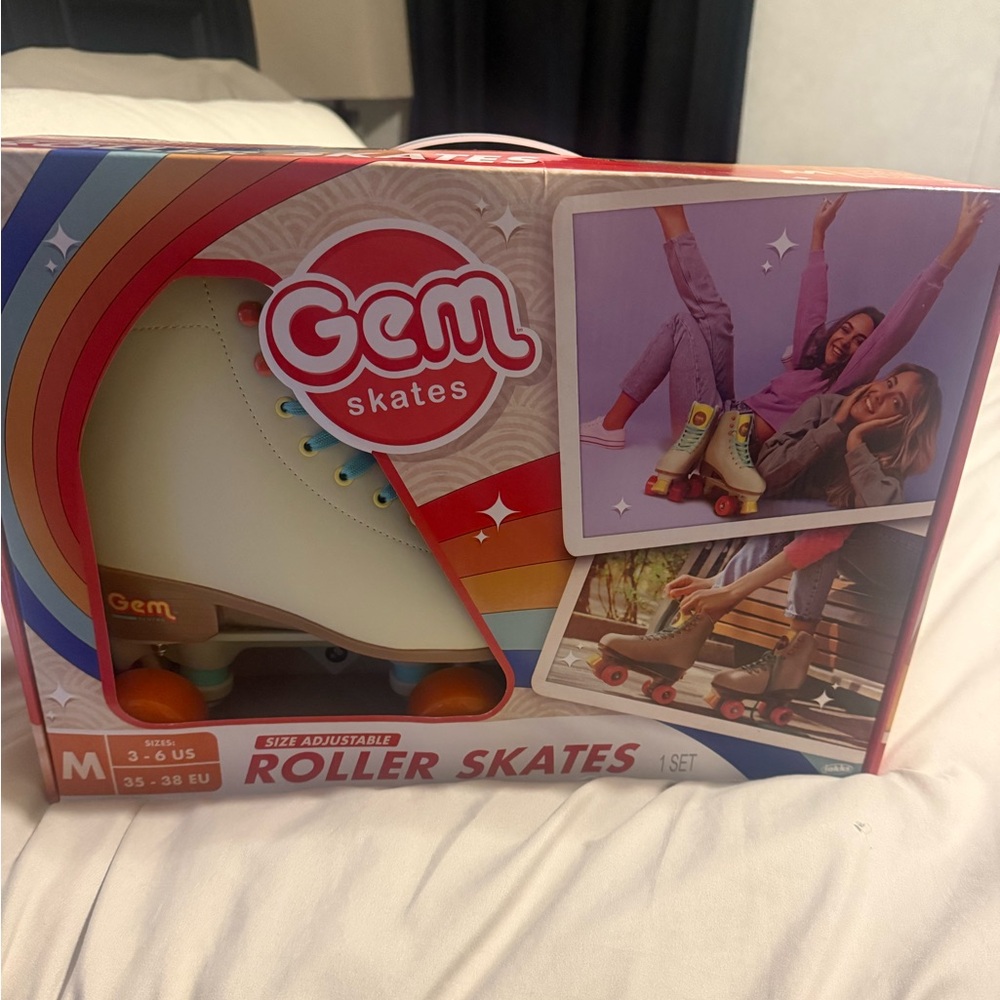 Adjustable GEM Roller Skates for Kids - Cream and Red